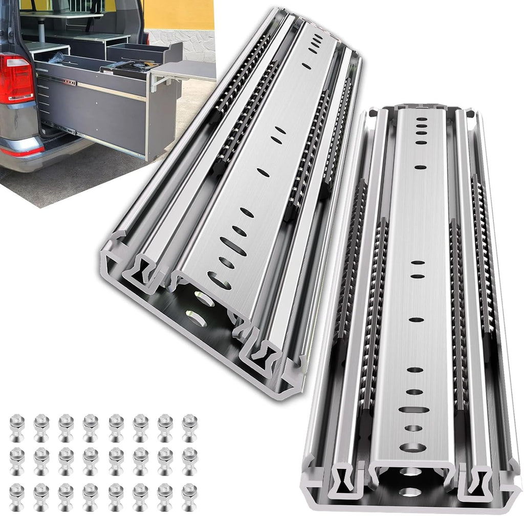 500Lbs Heavy Duty Drawer Slides 1 Pair 16 18 20 22 26 30 40 Inch Full Extension Ball Bearing Sliding Rails Cabinet Runners Tracks Tool Box Glides (76Mm Wide)-18"