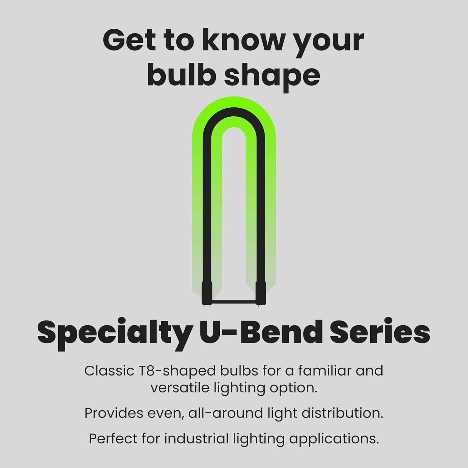 T8 U-Bend LED Tube Light, 15 Watts, Replaces 32W FB32T8 Fluorescent U-Bend, 2100 Lumens, Cool White 4000K, Type A+B Direct Replacement or Ballast Bypass, G13 Base, 50,000 Hours, 4-Pack