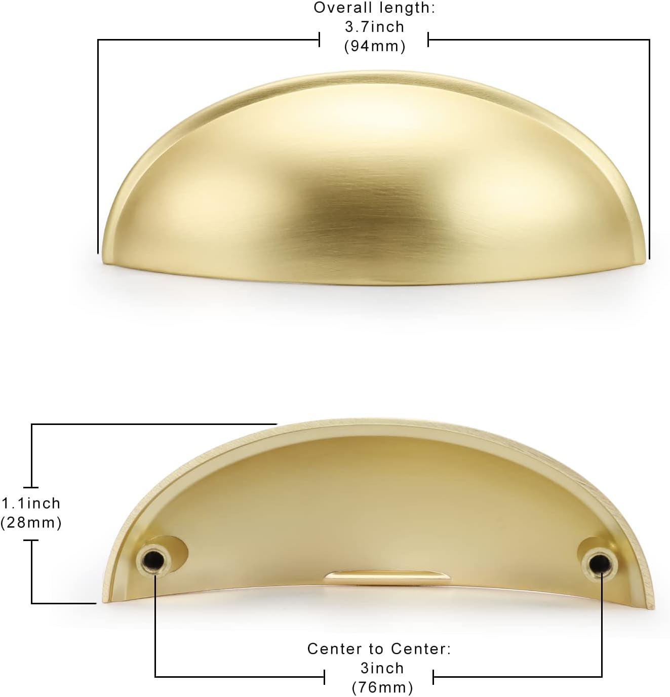5 Pack 3 in Light Brass Bin Cup Pulls Brushed Gold Cabinet Pulls Gold Cup Drawer Dresser Hardware Closet Door Pull