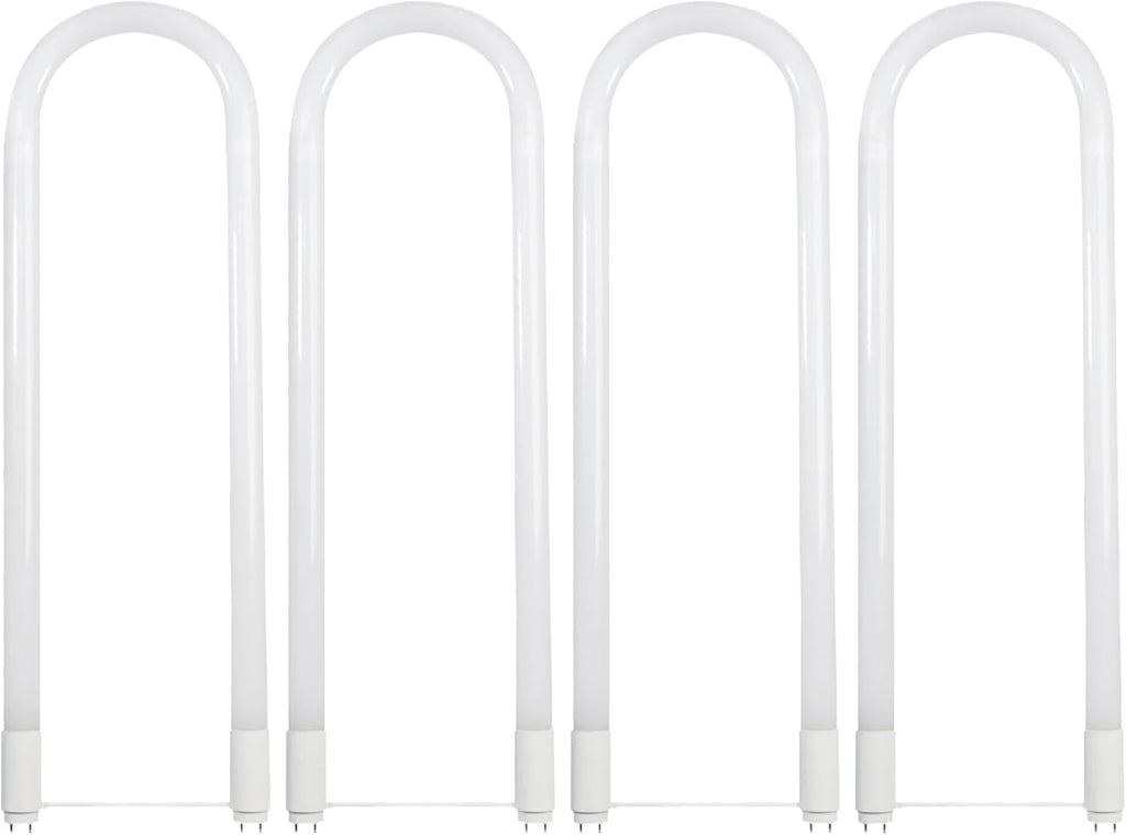 T8 U-Bend LED Tube Light, 15 Watts, Replaces 32W FB32T8 Fluorescent U-Bend, 2100 Lumens, Cool White 4000K, Type A+B Direct Replacement or Ballast Bypass, G13 Base, 50,000 Hours, 4-Pack