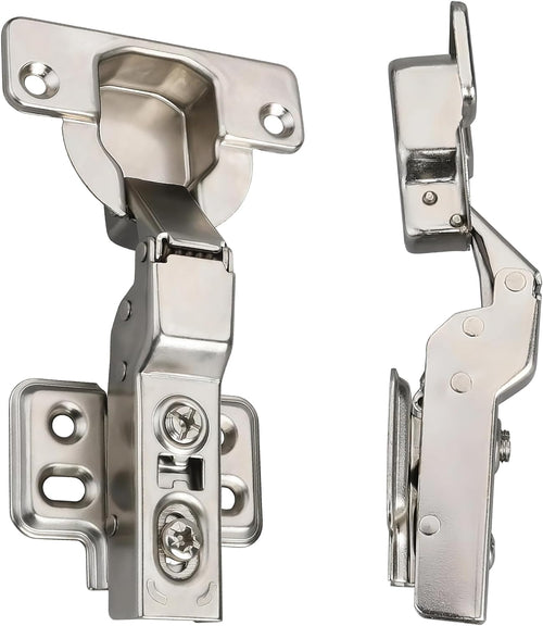 2 Pcs 40Mm Cup Half Overlay Soft Close Cabinet Hinges Only for Thick Door(18-28Mm), Durable, Quiet & Heavy Duty European Concealed Hinges with Screws, Nickel Plated for Frameless Cabinets