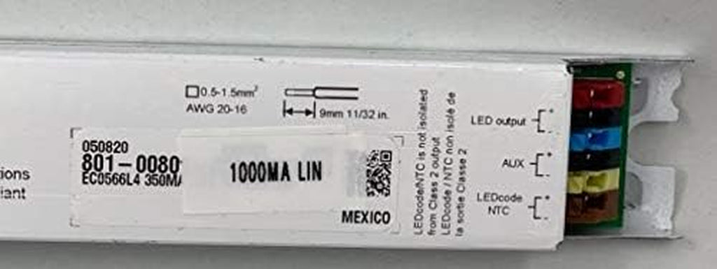 Ecodrive 566/L 1000MA LIN, Ecodrive, 50W, 0-10V + AUX, 1 Control Channel, Constant Current, 1X 55V Output, Side Feed, Long Metal, 236VAN