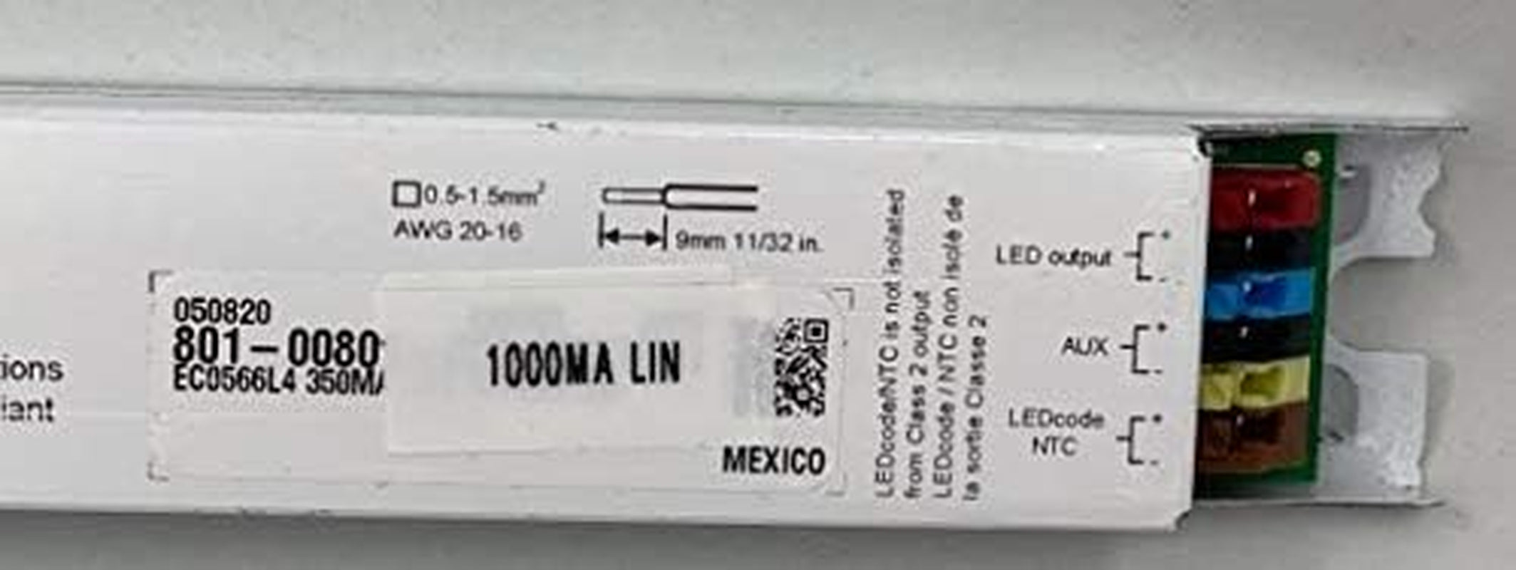 Ecodrive 566/L 1000MA LIN, Ecodrive, 50W, 0-10V + AUX, 1 Control Channel, Constant Current, 1X 55V Output, Side Feed, Long Metal, 236VAN