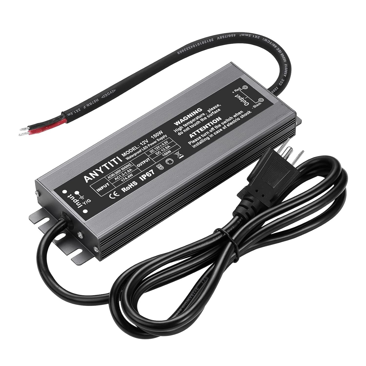 150W IP67 Waterproof 12V LED Power Supply for Outdoor LED Lights