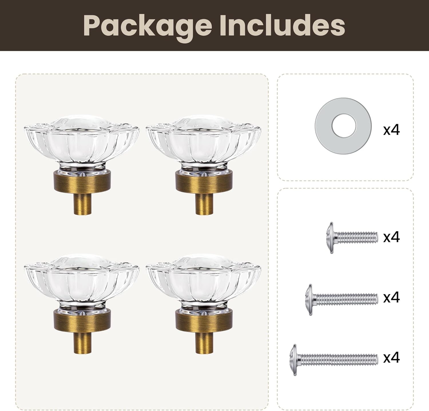 16 Pack Vintage Cabinet Knobs Crystal Cabinets Knob,Oval Antique Brass Glass Cabinet Knobs for Dresser Cupboard Wardrobe