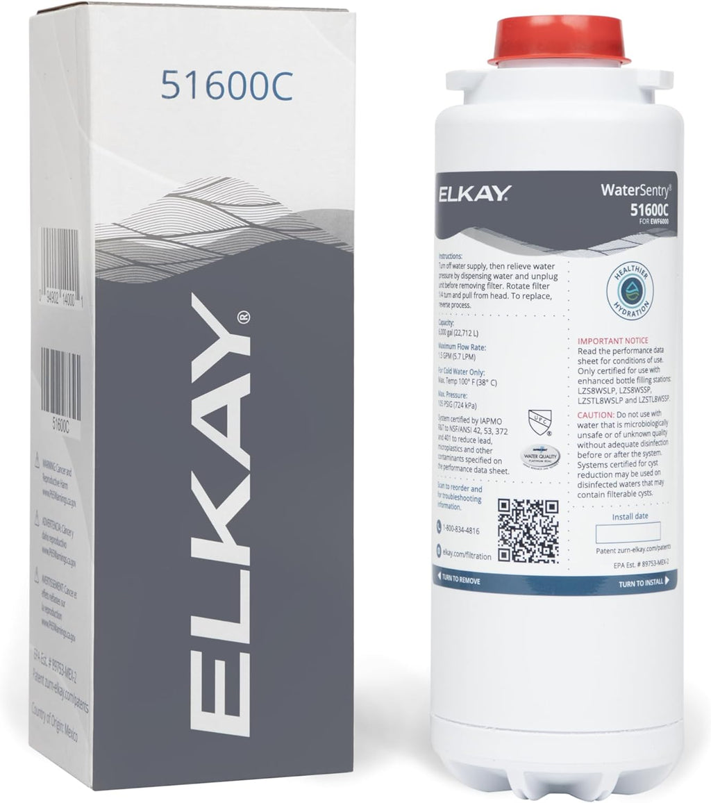 Elkay Genuine Watersentry 51600C Lead + Microplastics NSF/ANSI Certified High-Capacity Filter (Enhanced Bottle Fillers)