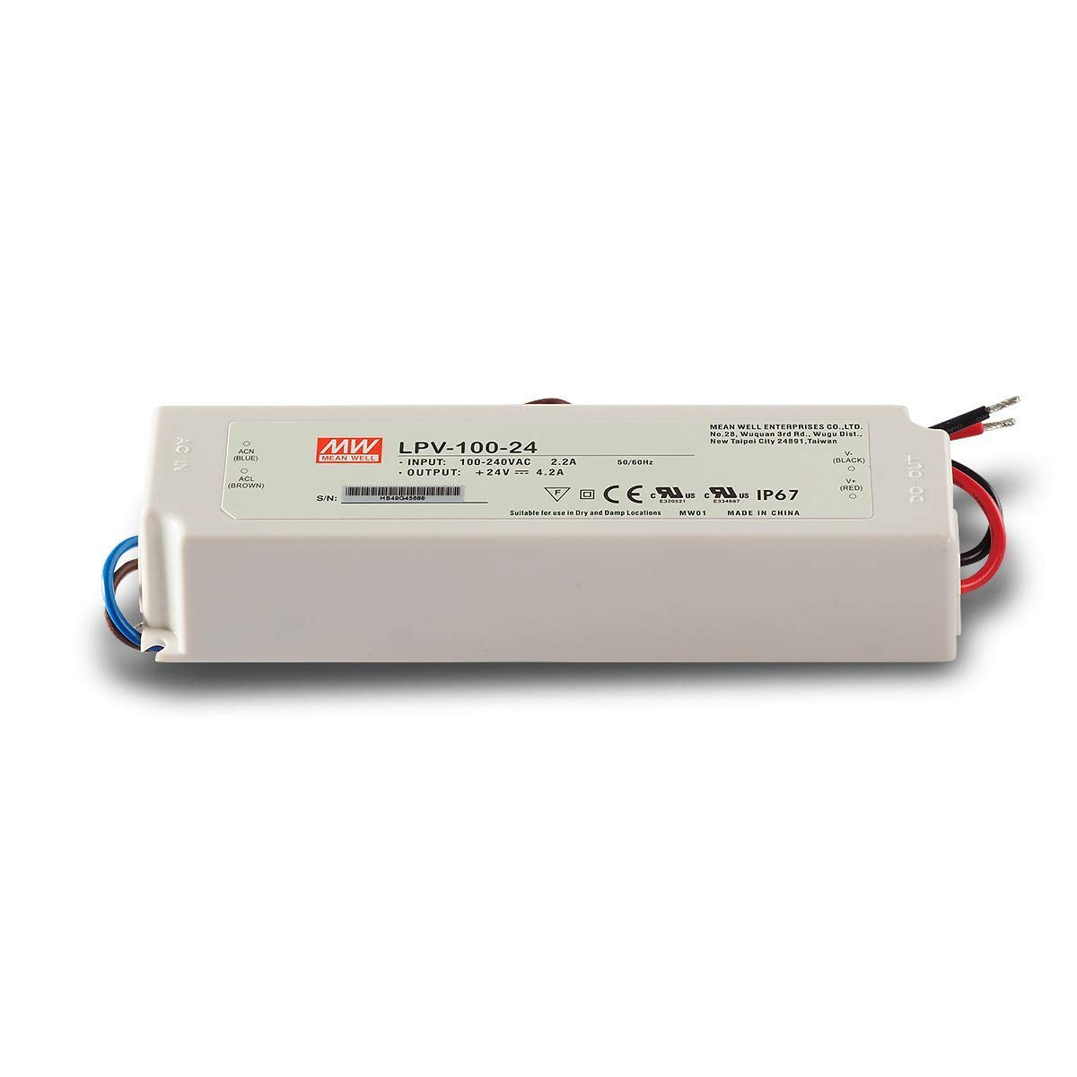 Meanwell LPV-100-24 AC-DC Single Output LED Driver, Constant Voltage