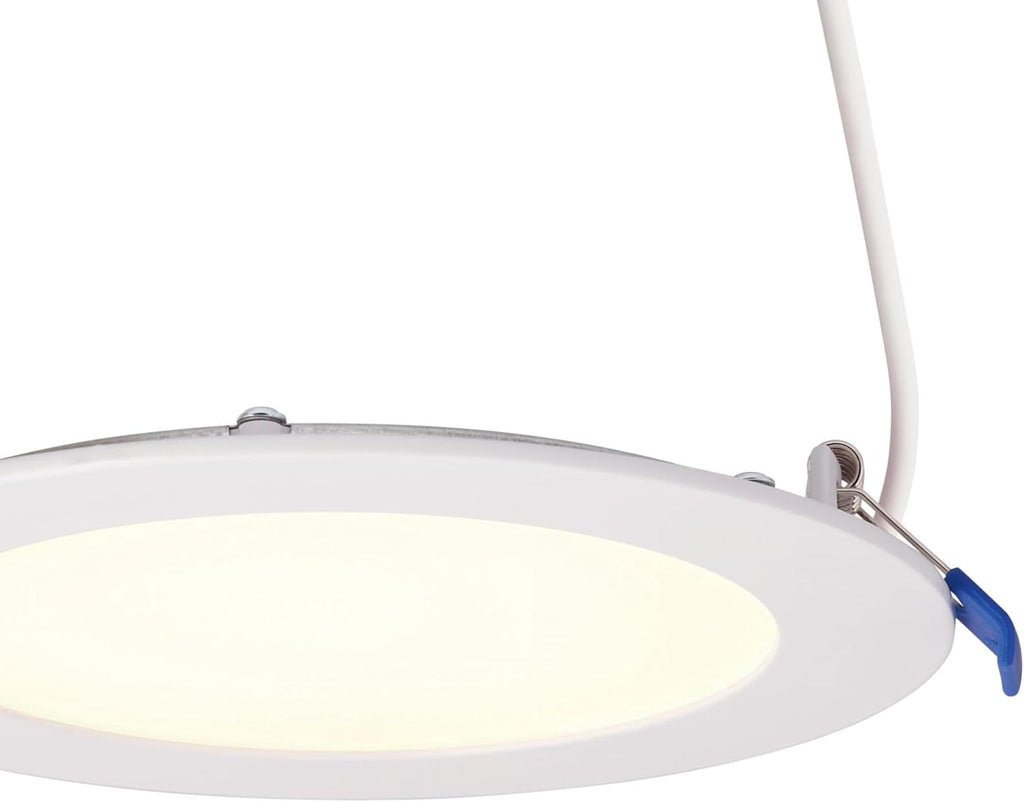 Westinghouse Lighting 5107200 12 Watt (80 Watt Equivalent) 6-Inch Slim Recessed LED Downlight Dimmable Warm White Light, White Trim