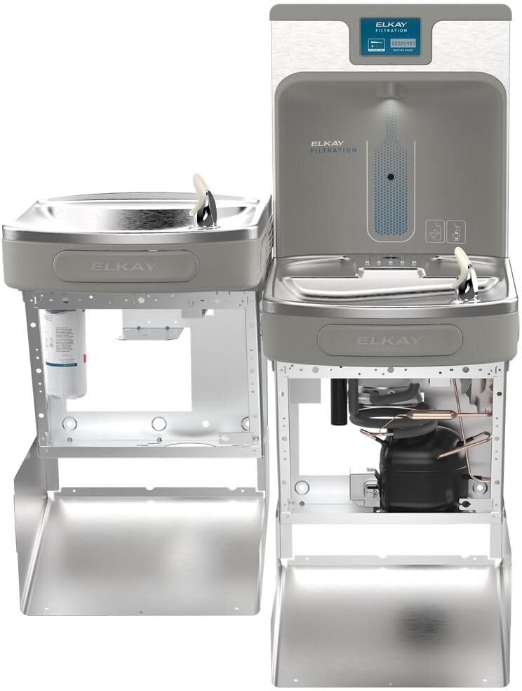 Elkay LZSTL8WSSP Enhanced Filtered Bottle Filler & Bi-Level ADA Cooler Refrigerated Stainless High Capacity Lead Reducing Drop down Wrapper