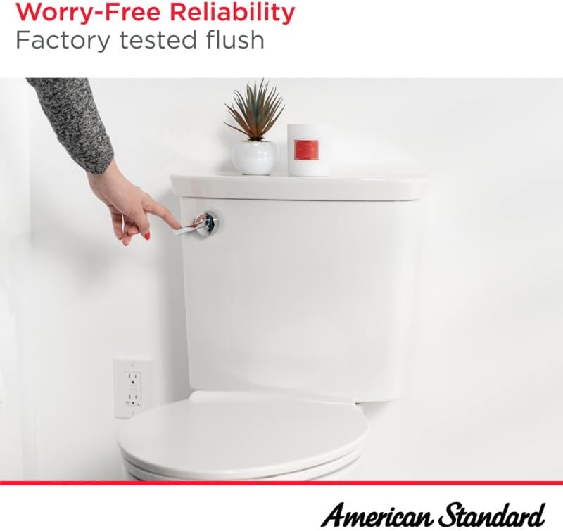 American Standard 2467016.020 Cadet Two-Piece Pressure Assisted Toilet, Chair Height, Elongated Front, White, 1.6 GPF
