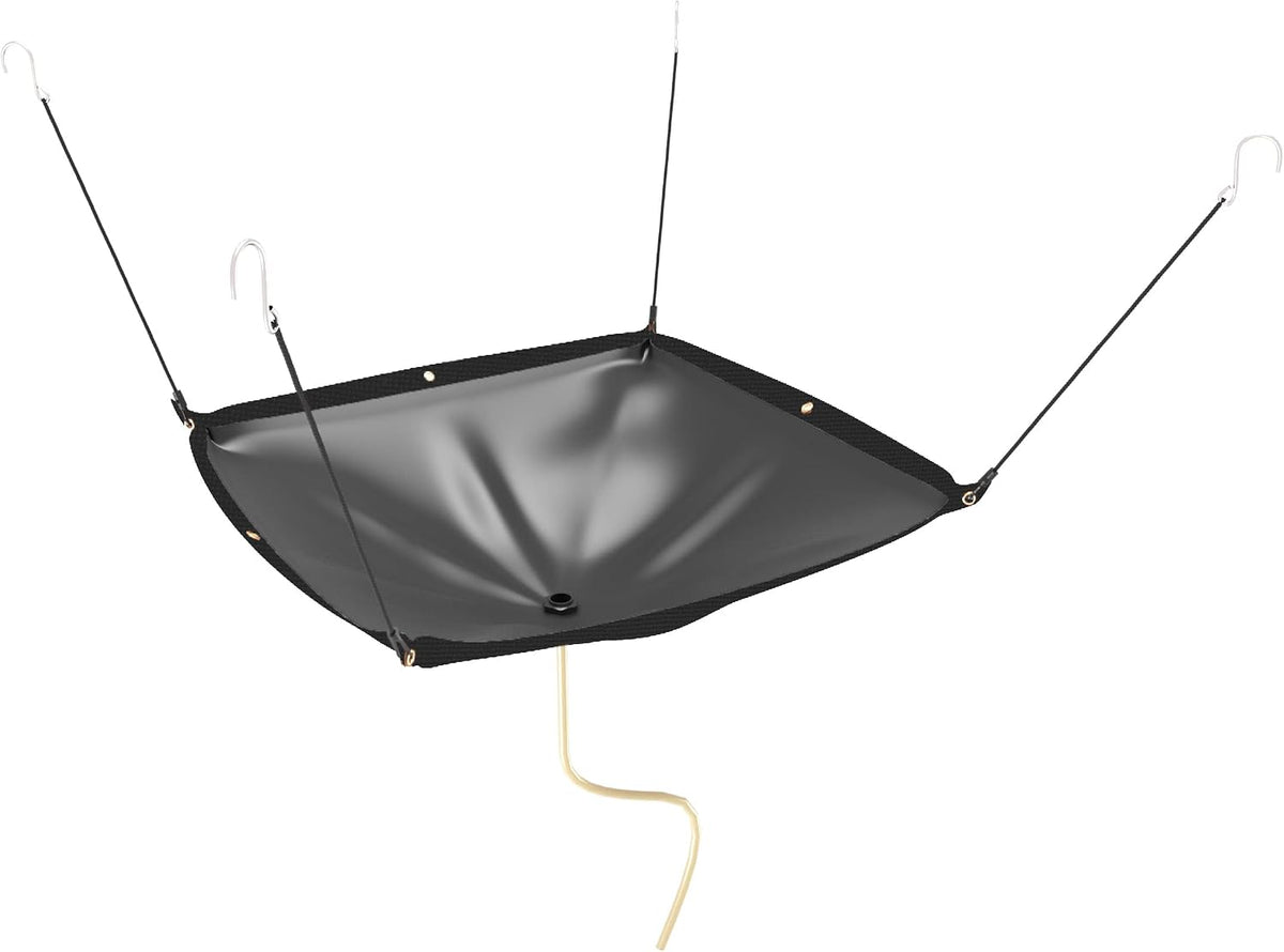 Ceiling Leak Diverter Drain Tarp, Heavy Duty 420D Oxford Fabric Roof Ceiling Leak Drip with 10Ft Drain Hose, Black, 5' X 5'