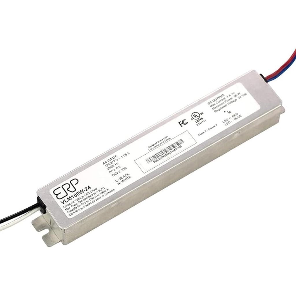 ERP VLM100W-24 Constant Voltage DC Power Compact LED Driver 24V 4A 96W UL Class P for LED Lights and Lighting