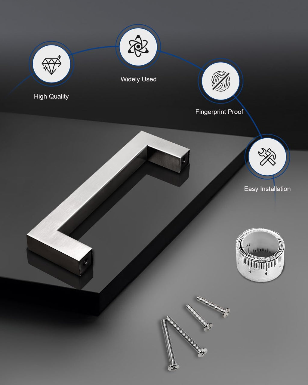 30 Pack 3-3/4" Hole Center Stainless Steel Cabinet Handles in Satin Nickel, Square Kitchen Cabinet Handles Dresser Pulls Hardware for Drawer, 4-1/4" Overall Length