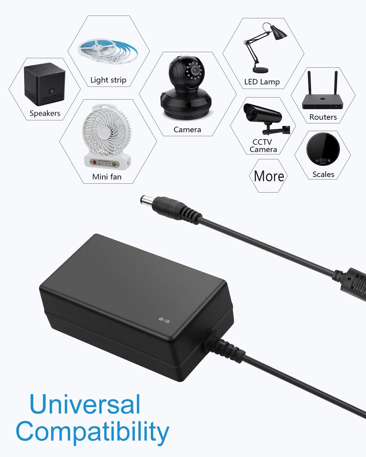 12V 3A Power Supply AC/DC Adapter 100-240V 50-60Hz to 12 Volt 36W