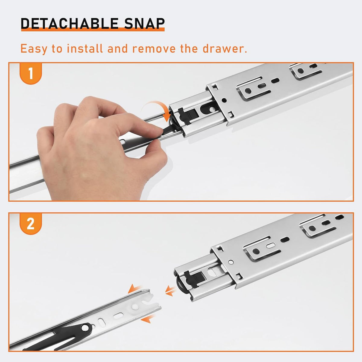 1 Pair 20 Inch Rear/Side Mount Drawer Slides with Rear Mounting Brackets, Heavy Duty Ball Bearing Soft Close Drawer Glides, 3 Folds Full Extension Dresser Drawer Runners