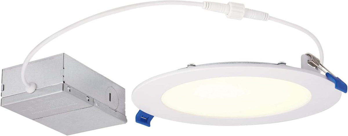 Westinghouse Lighting 5107200 12 Watt (80 Watt Equivalent) 6-Inch Slim Recessed LED Downlight Dimmable Warm White Light, White Trim