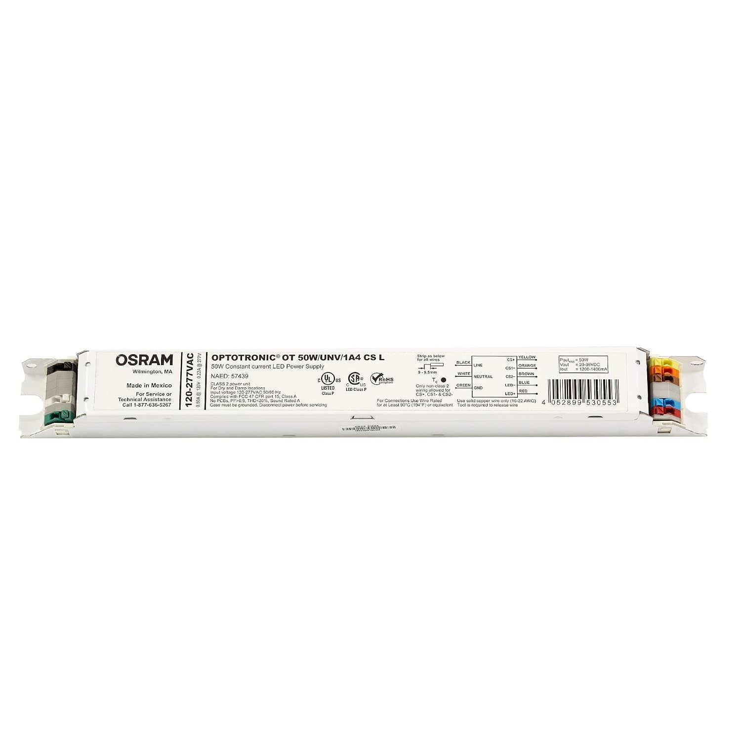 57439 Optotronic 50W 120/277V AC 50/60Hz Constant Current Non- Dimmable LED Driver OT 50W/UNV/1A4 CS L