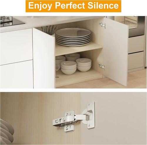 2 Pcs 40Mm Cup Full Overlay Soft Close Cabinet Hinges Only for Thick Door(18-28Mm), Durable, Quiet & Heavy Duty European Concealed Hinges with Screws, Nickel Plated for Frameless Cabinets