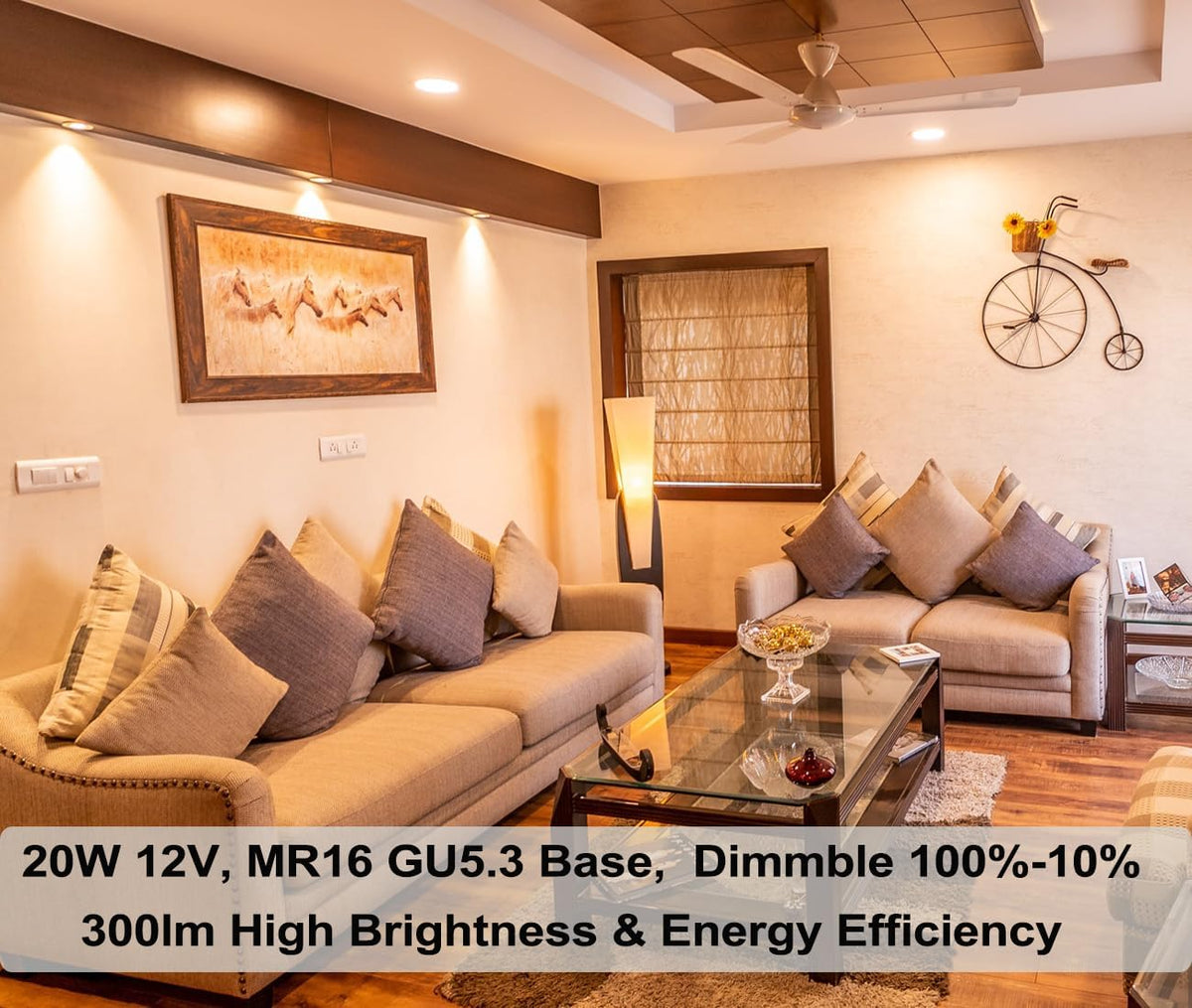MR16 Halogen Bulb Dimmable 20W 12V 2800K Warm White GU5.3 Base