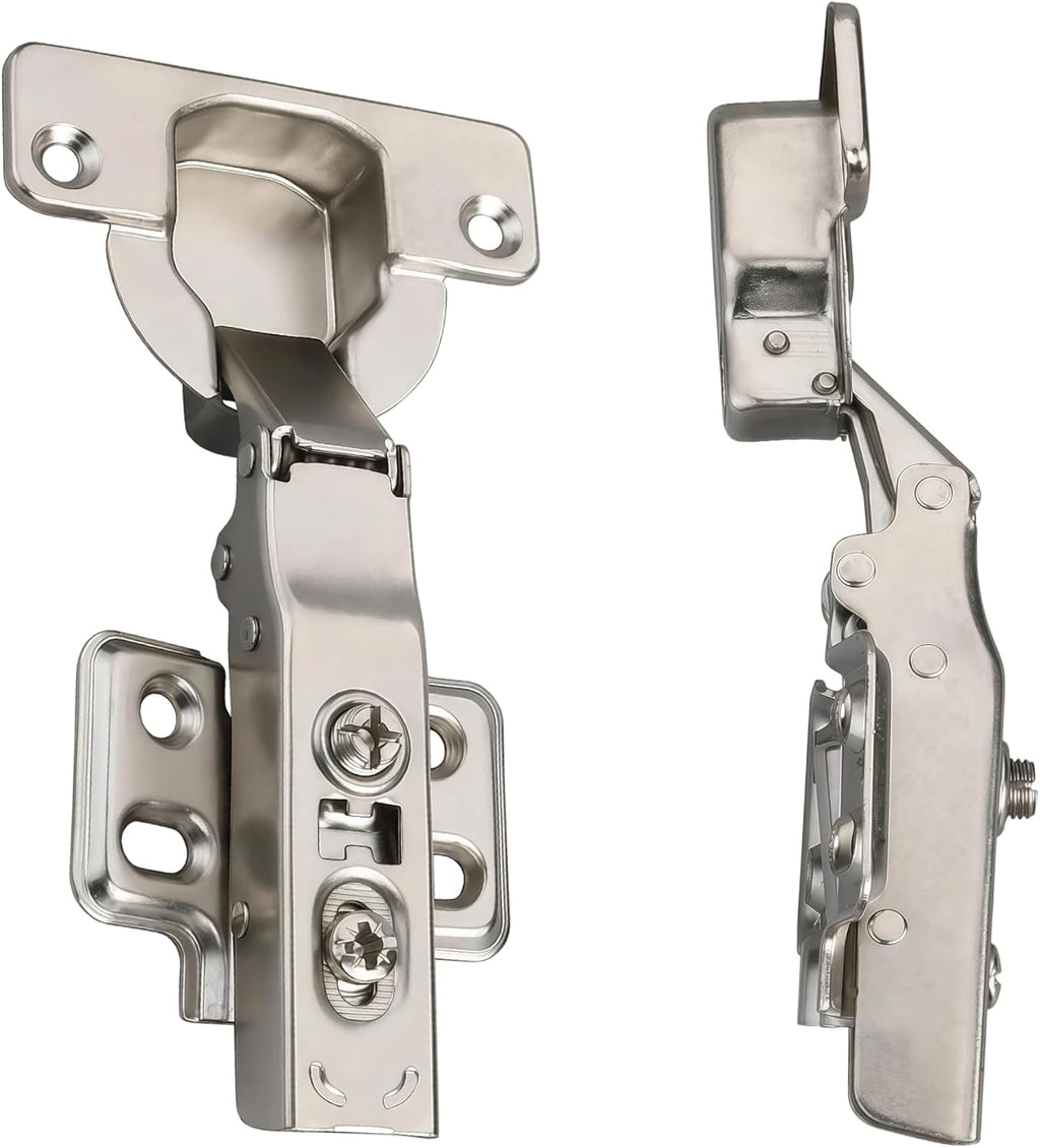 2 Pcs 40Mm Cup Full Overlay Soft Close Cabinet Hinges Only for Thick Door(18-28Mm), Durable, Quiet & Heavy Duty European Concealed Hinges with Screws, Nickel Plated for Frameless Cabinets