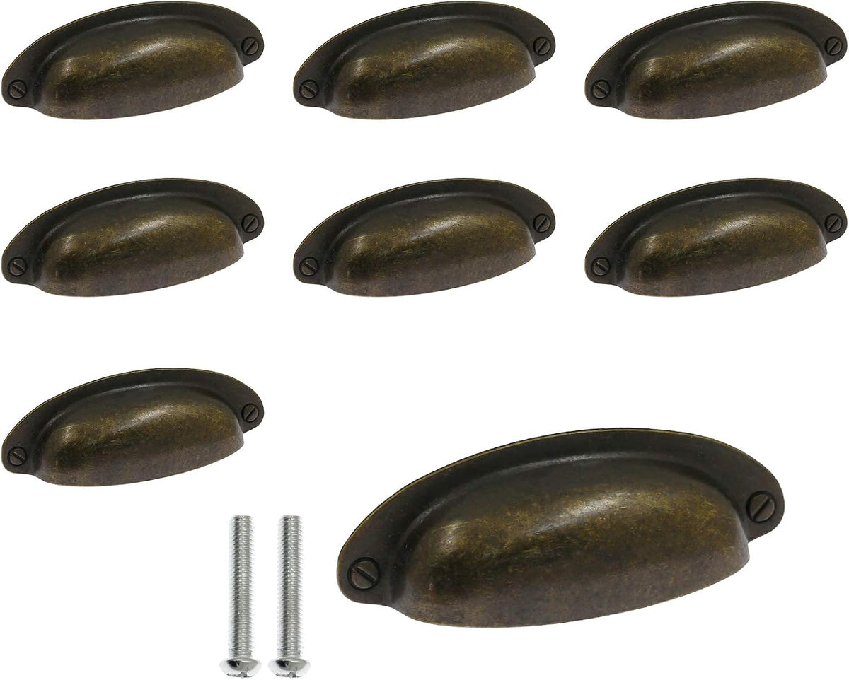 Hitefu 8Pack 3.5" Flat Bronze Cabinet Cup Pulls