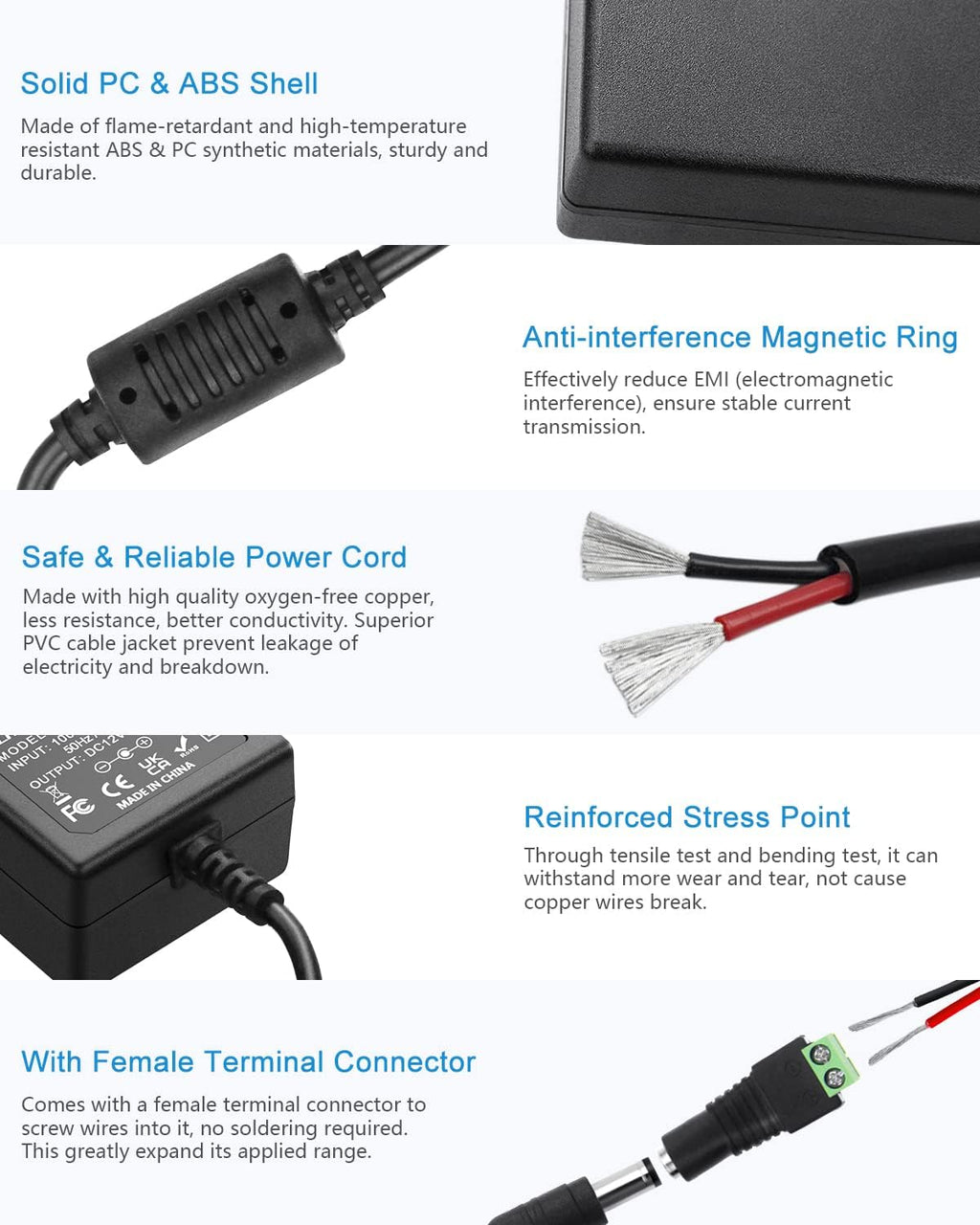 12V 3A Power Supply AC/DC Adapter 100-240V 50-60Hz to 12 Volt 36W