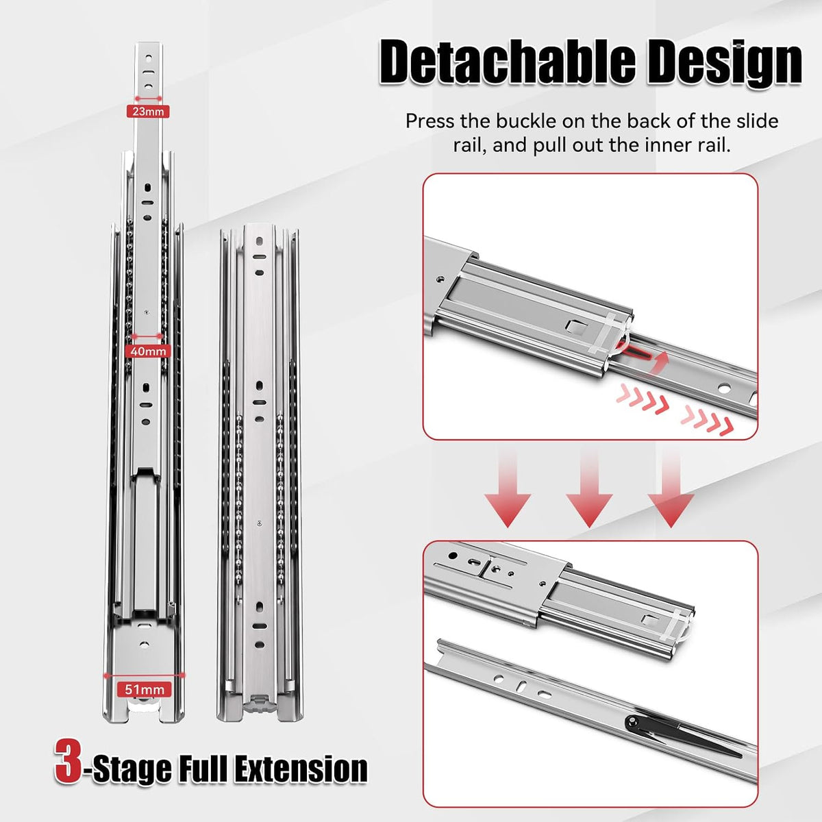 200Lb Heavy Duty Drawer Slides 18" Full Extension Sliding Rails