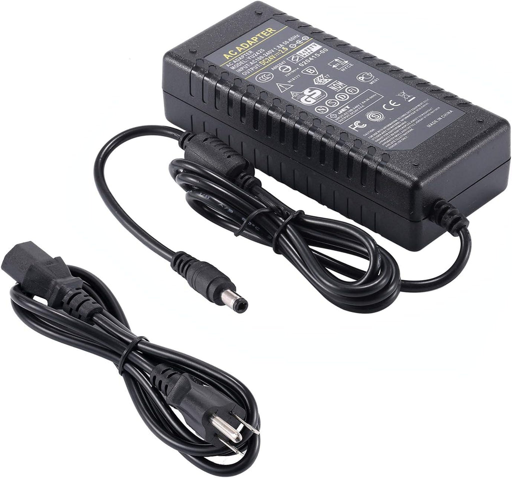 COOLM DC 24V 2.5A Power Supply Adapter 60W Compatible with 24Volt 0-2500mA | Universal Replacement 24V 2.4A 2.2A 2A, Transformers Cord 5.5 x 2.5mm DC Plug Jack, 24Volt 0-2.5 Amp