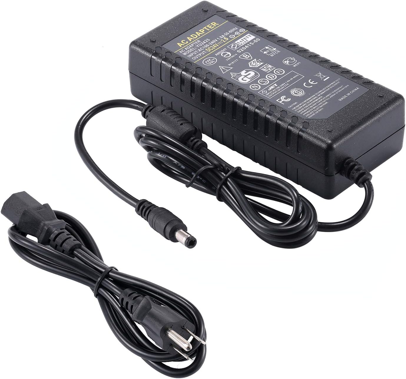 COOLM DC 24V 2.5A Power Supply Adapter 60W Compatible with 24Volt 0-2500mA | Universal Replacement 24V 2.4A 2.2A 2A, Transformers Cord 5.5 x 2.5mm DC Plug Jack, 24Volt 0-2.5 Amp