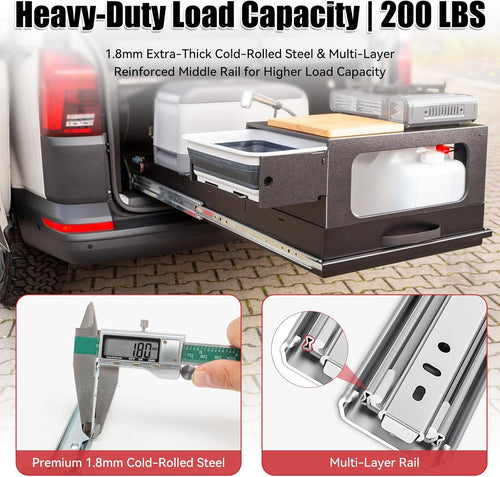 200Lb Heavy Duty Drawer Slides 18" Full Extension Sliding Rails