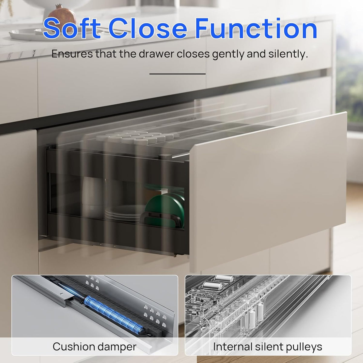14 Inch Soft Close Undermount Drawer Slides for Frameless Cabinets