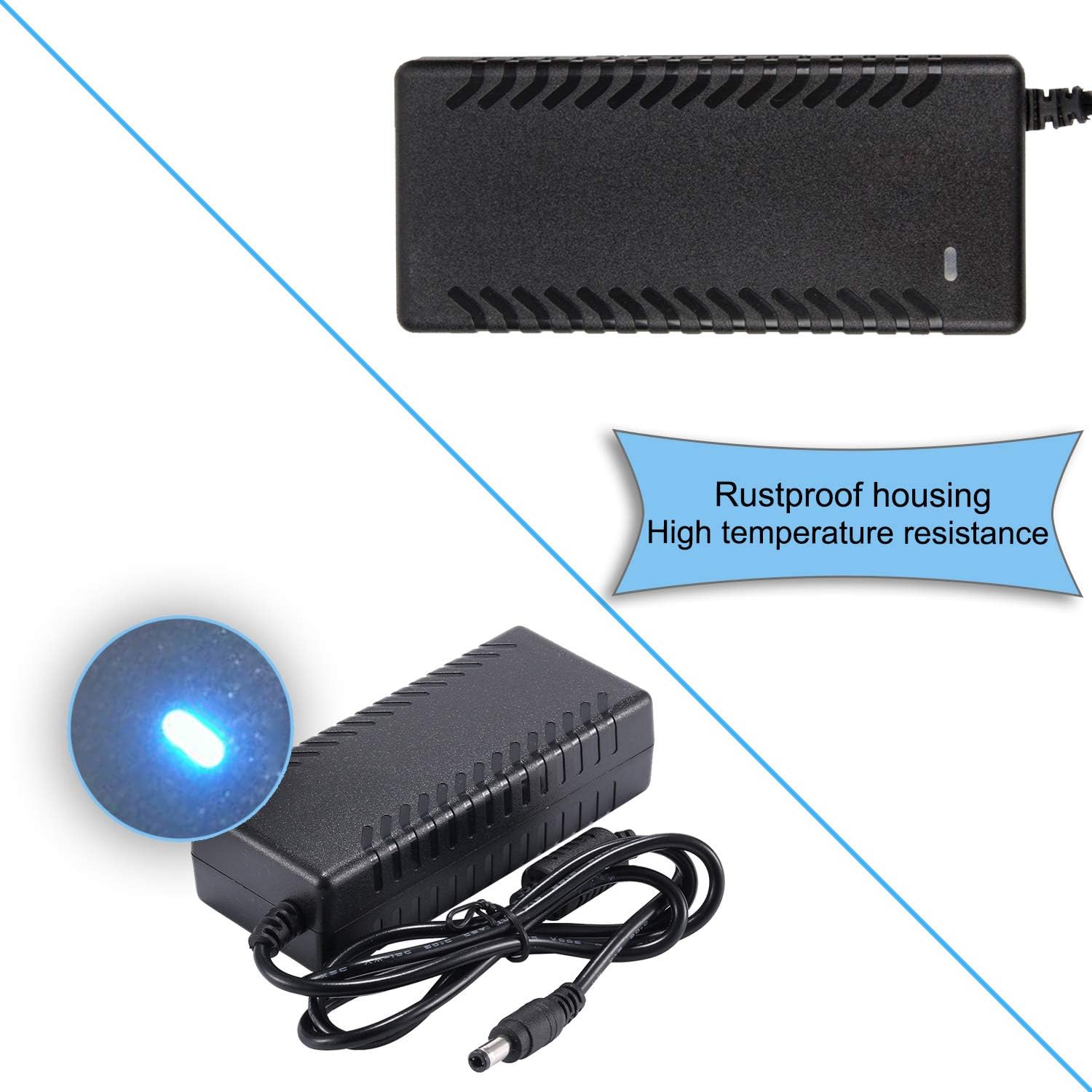 COOLM DC 24V 2.5A Power Supply Adapter 60W Compatible with 24Volt 0-2500mA | Universal Replacement 24V 2.4A 2.2A 2A, Transformers Cord 5.5 x 2.5mm DC Plug Jack, 24Volt 0-2.5 Amp