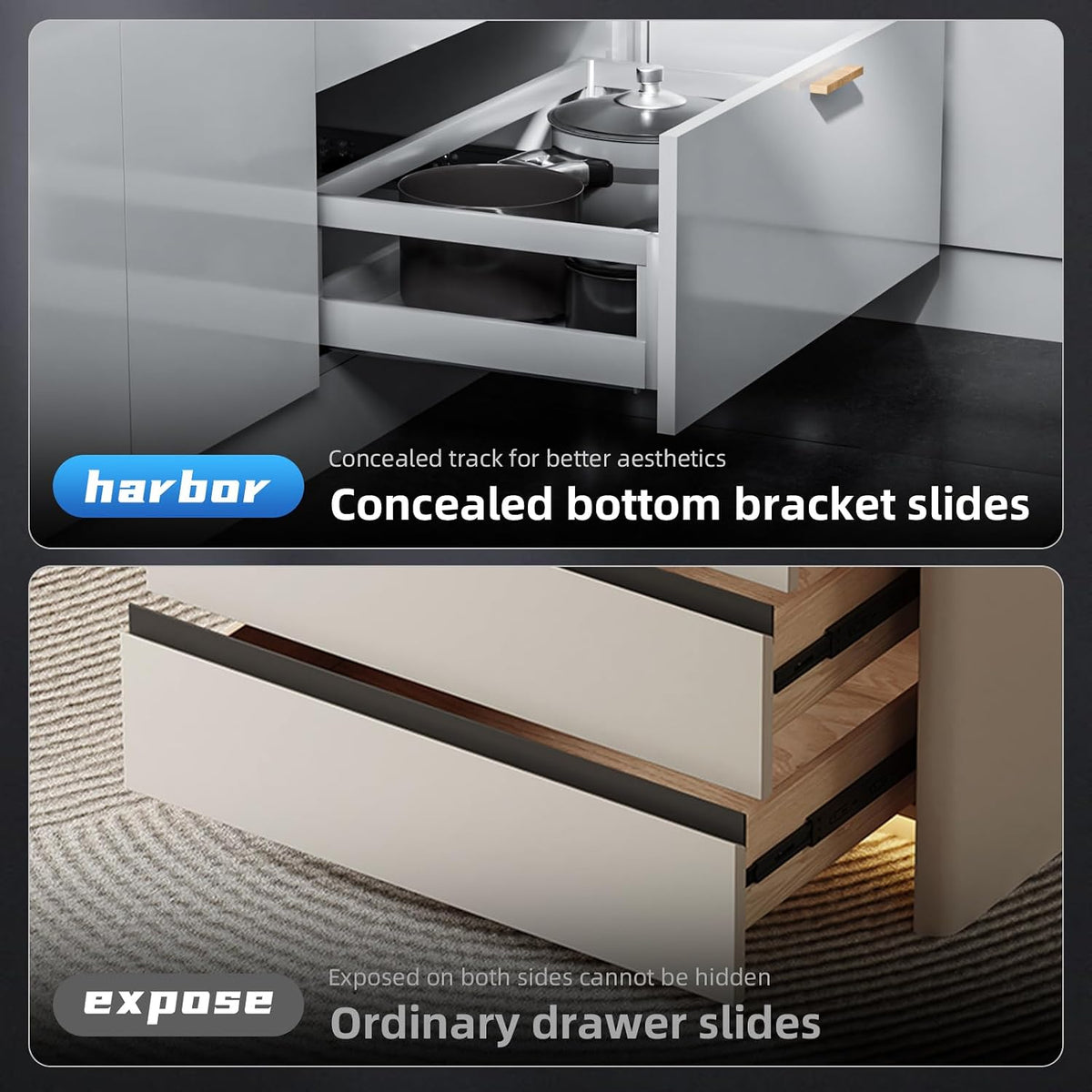 14 Inch Soft Close Undermount Drawer Slides for Frameless Cabinets