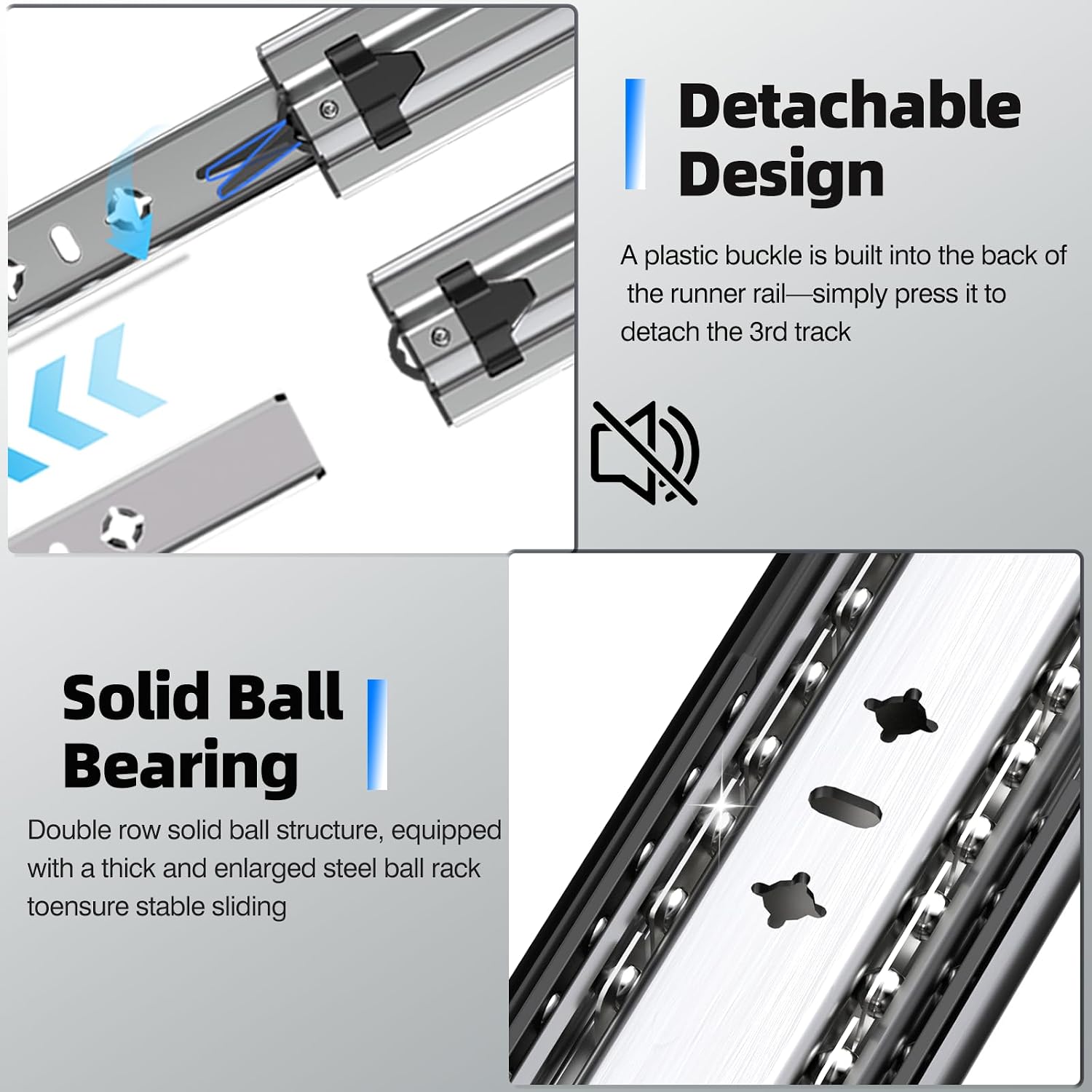 3/4" Thick 300Lbs Soft Close Heavy Duty Drawer Slides 1 Pair 16 18 20 22 Inch Full Extension Ball Bearing Self Slow Closing Rails Cabinet Tool Box RV Runners Tracks Glides