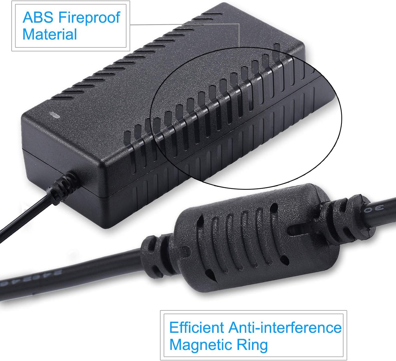 COOLM DC 24V 2.5A Power Supply Adapter 60W Compatible with 24Volt 0-2500mA | Universal Replacement 24V 2.4A 2.2A 2A, Transformers Cord 5.5 x 2.5mm DC Plug Jack, 24Volt 0-2.5 Amp