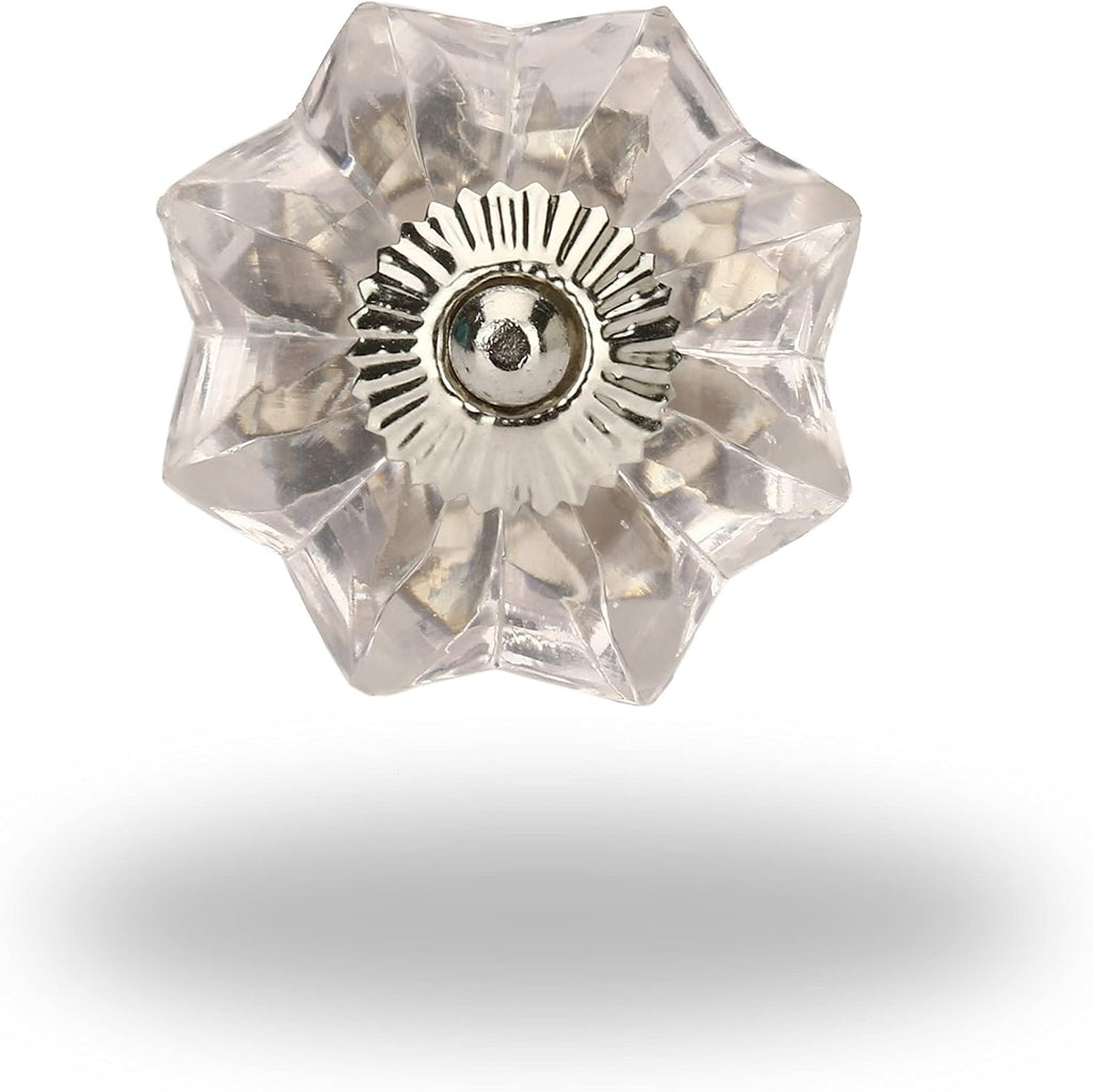 Set of 6 Crystal Knobs - for Cabinet & Drawers Decorative Glass Knobs - for Home, Kitchen, Cabinet, Hardware, Cupboard, Door, Dresser, Wardrobe and Drawer Pulls (Clear)