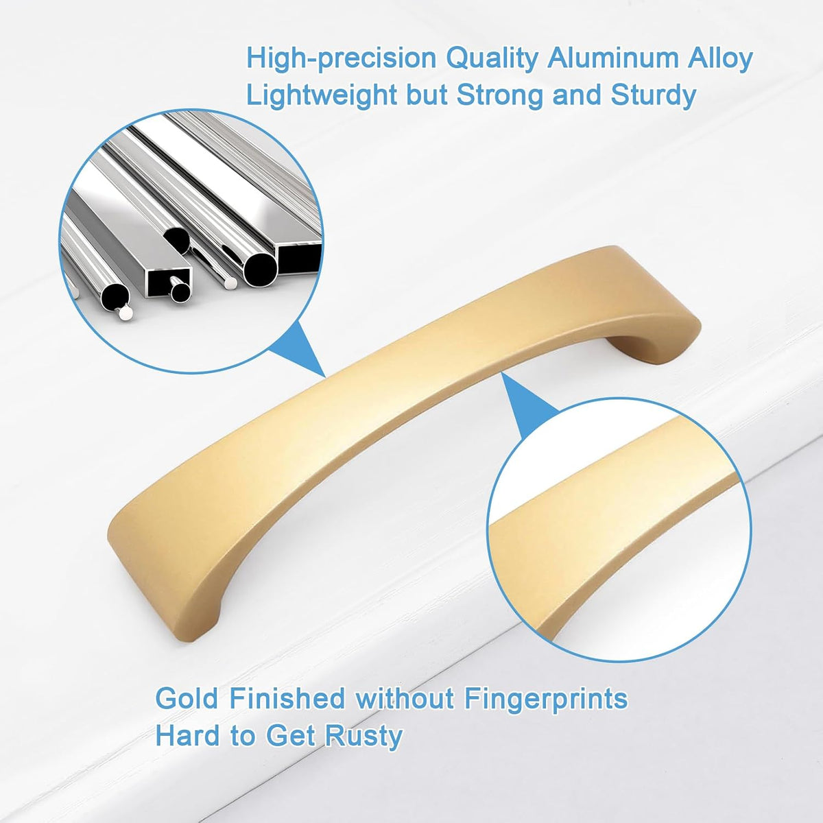 Gold Cabinet Handles, 3-3/4"(96Mm) Hole Centers Door Pulls