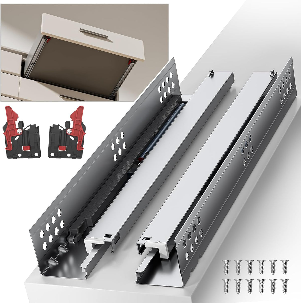 14 Inch Soft Close Undermount Drawer Slides for Frameless Cabinets