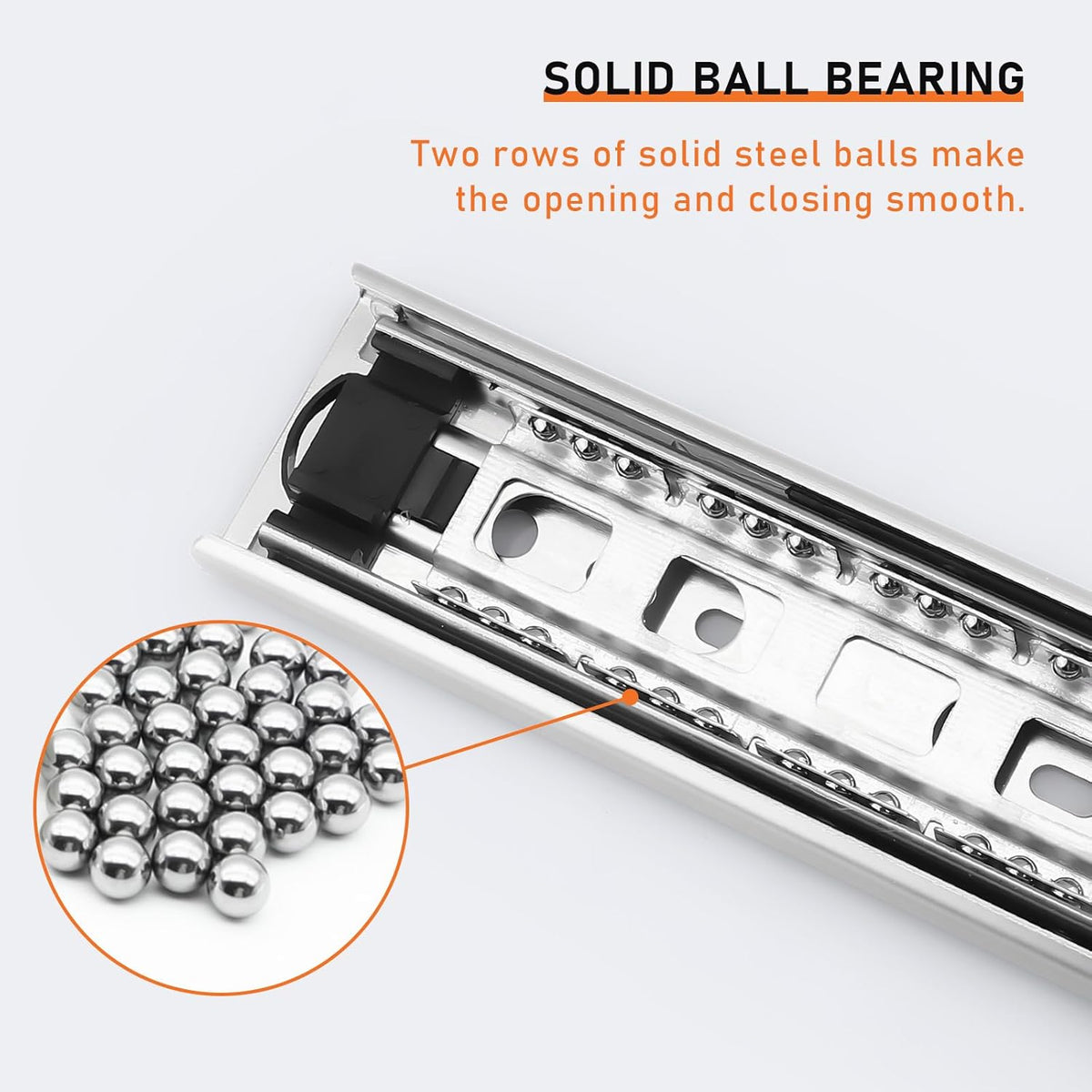 1 Pair 20 Inch Rear/Side Mount Drawer Slides with Rear Mounting Brackets, Heavy Duty Ball Bearing Soft Close Drawer Glides, 3 Folds Full Extension Dresser Drawer Runners
