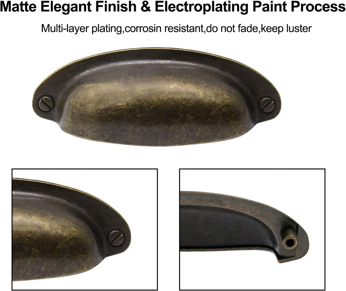 Hitefu 8Pack 3.5" Flat Bronze Cabinet Cup Pulls