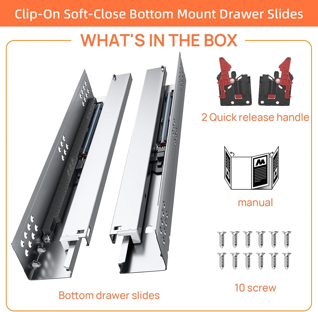 14 Inch Soft Close Undermount Drawer Slides for Frameless Cabinets