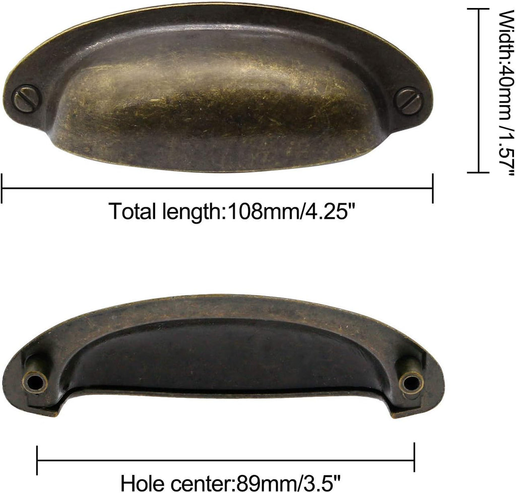 Hitefu 8Pack 3.5" Flat Bronze Cabinet Cup Pulls