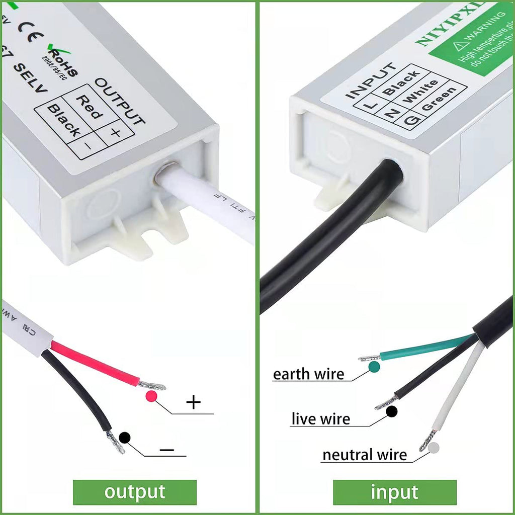LED Driver 60W Waterproof IP67 Power Supply, 24V Transformer 90V-260V AC to DC for Strip Lights, Constant Voltage Products (1)
