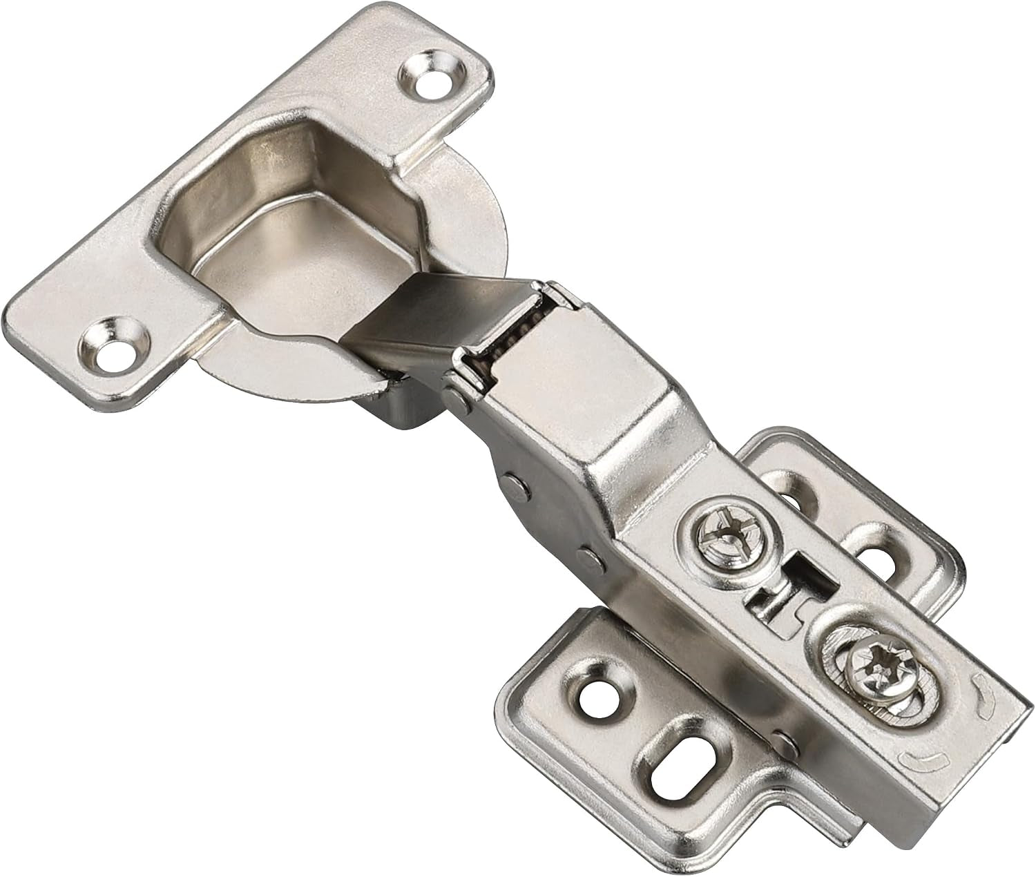 2 Pcs 40Mm Cup Half Overlay Soft Close Cabinet Hinges Only for Thick Door(18-28Mm), Durable, Quiet & Heavy Duty European Concealed Hinges with Screws, Nickel Plated for Frameless Cabinets