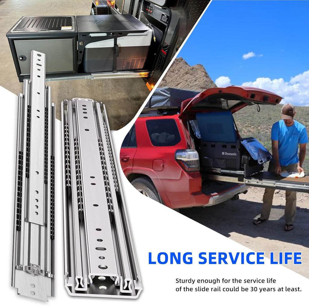 500Lbs Heavy Duty Drawer Slides 1 Pair 16 18 20 22 26 30 40 Inch Full Extension Ball Bearing Sliding Rails Cabinet Runners Tracks Tool Box Glides (76Mm Wide)-18"