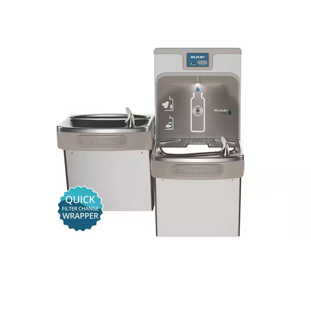 Ezh2O ADA Cooler Stainless Steel, Bi-Level Drinking Fountain Bottle Filling Station