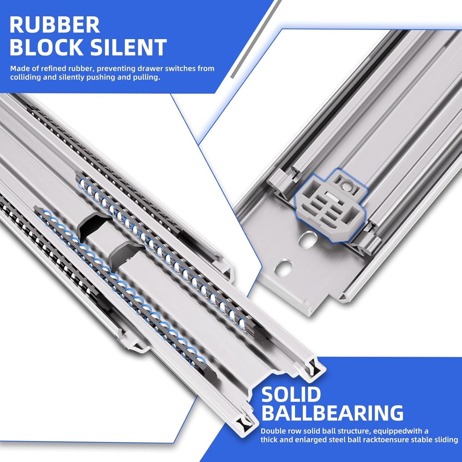 500Lbs Heavy Duty Drawer Slides 1 Pair 16 18 20 22 26 30 40 Inch Full Extension Ball Bearing Sliding Rails Cabinet Runners Tracks Tool Box Glides (76Mm Wide)-18"