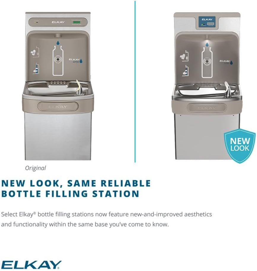 Elkay LZSTL8WSLK Filtered Bi-Level Fountain & EZH2O Bottle Filler, Lt. Gray 120V
