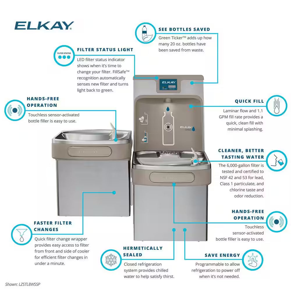 Ezh2O ADA Cooler Stainless Steel, Bi-Level Drinking Fountain Bottle Filling Station