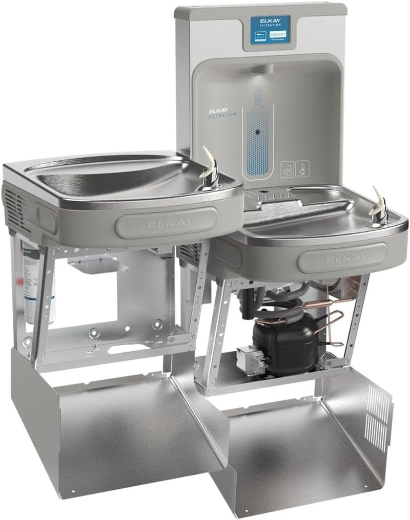 Elkay LZSTL8WSLK Filtered Bi-Level Fountain & EZH2O Bottle Filler, Lt. Gray 120V